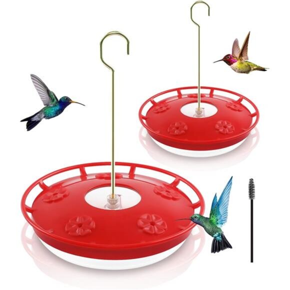 2 Pack 16 OZ Hummingbird Feeders for Outdoor 5 Feeder Ports Ant Bee Proof Leak - Picture 1 of 7